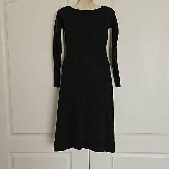 Jacob Fitted Long Sleeves Wool Midi Dress Gray XS - Picture 3 of 16